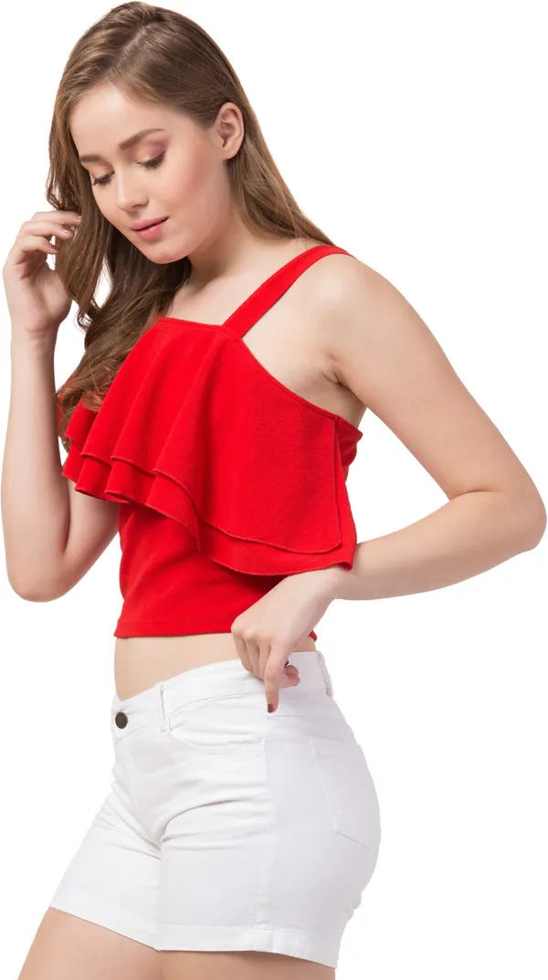 Party_Sleeveless_Solid_Women_Red_Top_❤️‍🔥✨